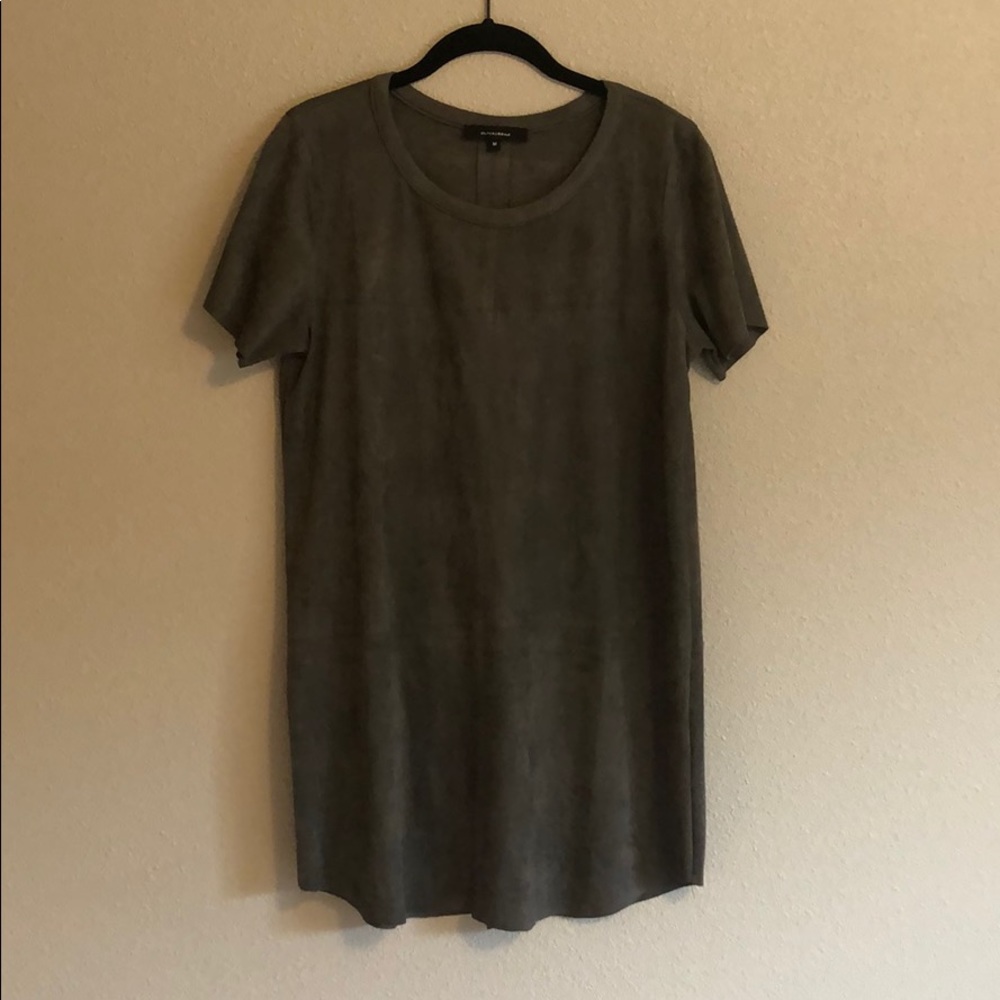 Olivaceous Paneled Faux Suede Dress